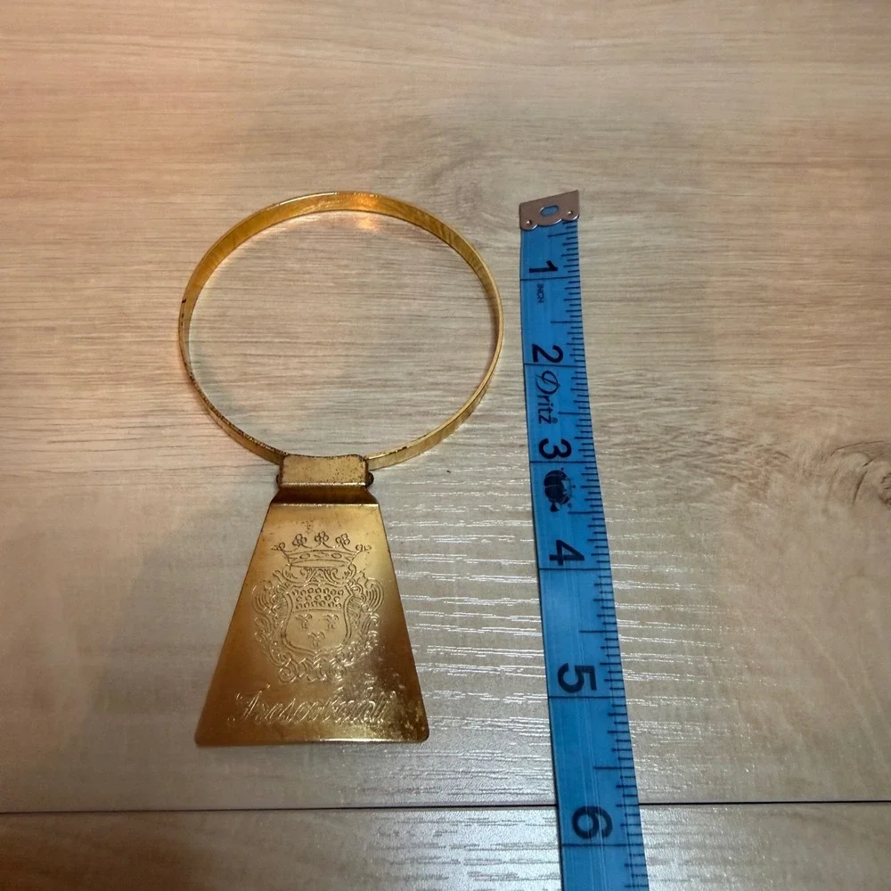 Frescobaldi Gold Tone Wine Bottle Neck Tag Engraved Crest Italy Barware